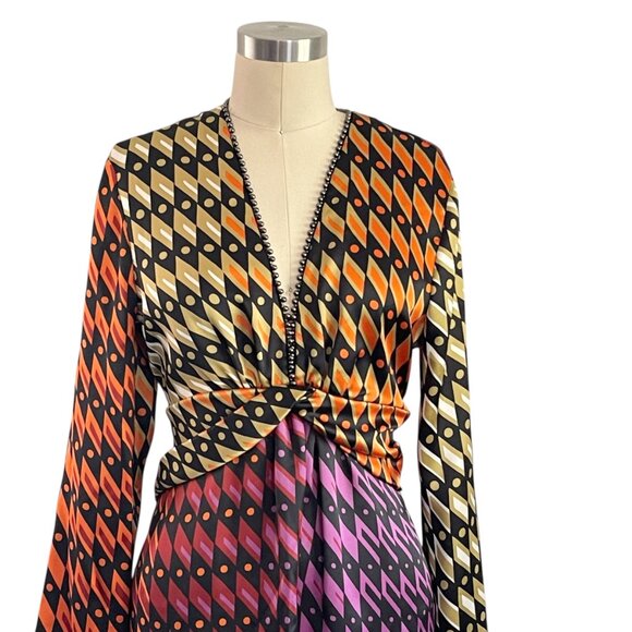 Zara Satin Deep V Tunic Dress Top - L - Picture 2 of 7